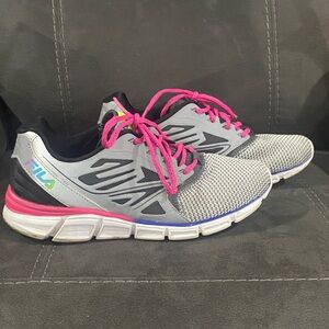 Fila Women's Gray and Hot Pink Running Sneakers